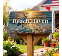 Heron Coperture magnetiche per cassette postali, conchiglie marine rustiche estive blu per le vacanze, decorazione da giardino e cortile, 53 x 64 cm