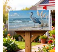 Heron Coperture magnetiche per cassette postali, copertura per cassetta postale blu costiera naturale oceano sabbia estate blu decorazione per esterni giardino cortile 45,7 x 53,3 cm