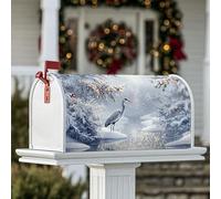 Heron Coperture magnetiche per cassette postali, copertura per cassetta postale invernale rustica con bacche rosse innevate blu invernale per le vacanze, decorazione per giardino e patio, 45,7 x 53,7