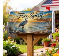 Heron - Coperture magnetiche per cassette postali, decorazione rustica costiera con tramonto con acqua, colore blu, decorazioni per la casa e il giardino, 53 x 64 cm