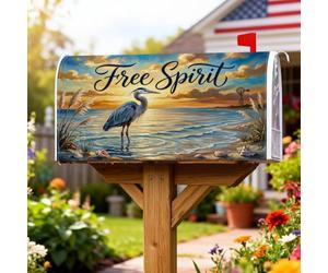 Heron - Coperture magnetiche per cassette postali, decorazione rustica costiera con tramonto con acqua, colore blu, decorazioni per la casa e il giardino, 53 x 64 cm