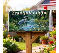 Heron Coperture magnetiche per cassette postali, motivo fiori di fiume rustici, estivi, per esterni, decorazioni per casa e giardino, 45,7 x 53,7 cm