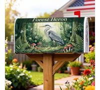 Heron - Coperture magnetiche per cassette postali, motivo natura fantasiosa, funghi e farfalle, colore verde primaverile, decorazione per portico, 45,7 x 53,3 cm