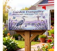 Heron, Coperture magnetiche per cassette postali, motivo natura, lavanda e farfalla, viola, per esterni, decorazione per giardino, cortile, 53 x 64 cm
