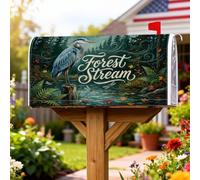 Heron Coperture magnetiche per cassette postali, motivo natura rustica con foglie verdi estive, decorazione stagionale per esterni, giardino, cortile, 45,7 x 53,7 cm