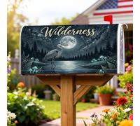 Heron Coperture magnetiche per cassette postali, natura rustica, luna, foresta, nessuna blu scuro, decorazione stagionale per la casa e il giardino, 53 x 64 cm