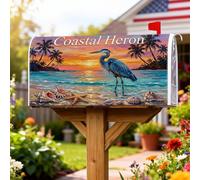 Heron Coperture magnetiche per cassette postali, palme tropicali costiere, conchiglie, estate blu, protezione per la posta per la casa e il giardino, 45,7 x 53,7 cm