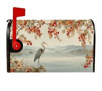 Heron - Coperture magnetiche per cassette postali, rustiche e contemporanee, con foglie d'acero, lago autunnale, copertura per cassetta postale, decorazione per giardino, cortile, 45,7 x 53,3 cm