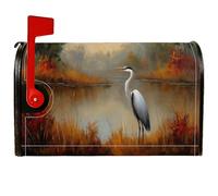 Heron Coperture magnetiche per cassette postali, rustiche naturali con erba acquatica, arancione, protezione per la decorazione del cortile, 53 x 64 cm