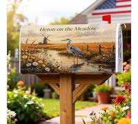 Heron - Coperture magnetiche per cassette postali, stile rustico, con prato naturale, colore arancione, per decorazione portico anteriore, 45,7 x 53,3 cm