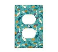 Heron Duplex Outlet Covers Placca da parete, Natura tropicale Ninfea Libellula Estate Turchese Plastica Dimensioni Standard Decorative Presa Coperture per Camera da Letto Bagno Cucina Ingresso Decor