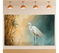 Heron Nature Art Wall Backdrop, Zen Tranquil, sfondo fotografico in stile rustico per eventi primaverili, 180 x 109 cm