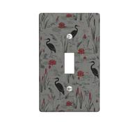 Heron - Placca di copertura per interruttore della luce singolo, motivo ninfee botaniche, in plastica, dimensioni standard, decorazione per appartamento, casa, camera da letto, ufficio (singolo)