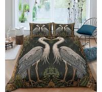 Herons in lovecopripiumino morbida 3 Pezzi stampa 3D con cerniera Art Nouveau style birds Set Di Copripiumino con federe per cuscini traspirante for bambini e adolescenti Super king（260x220cm）