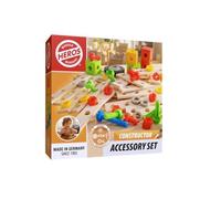HEROS Constructor HE0027 - Set di accessori da 75 pezzi, set di espansione per giocattoli da costruzione in legno, con componenti in legno, viti, ruote e dadi, certificato FSC®, Made in Germany, 3+