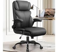 HeroSet Sedia da ufficio, ergonomica, grande e alta, sedia da scrivania per computer, in pelle traspirante con braccioli regolabili e schienale alto, sedia girevole per PC con funzione di dondolo