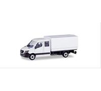 herpa 013499 Modelli Minikit: Mercedes-Benz Sprinter Nuova Cabina Doppia con pianale in Miniatura, Bianca, Small