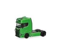 Herpa modello di camion Scania CS 20 Highline trattore stradale con barra portafari e paracolpi, 2 assi, verde, in scala 1:87, pezzo da collezione, modello tedesco, statuetta plastica