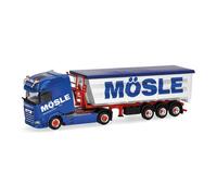 Herpa camion in miniatura DAF XG+ semirimorchio con vasca in acciaio "Mösle", miniatura in scala 1:87, pezzo da collezione, Made in Germany, plastica