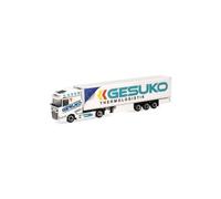 Herpa modello di camion DAF XG semirimorchio frigorifero "GESUKO", trattore con gru di carico e stabilizzatore posteriore, in scala 1:87, pezzo da collezione, modello tedesco, statuetta plastica
