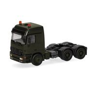 Herpa camion in miniatura Mercedes-Benz Actros L (96) MP1 trattore 3 assi (6x4), verde oliva (Belgio), militare, miniatura in scala 1:87, pezzo da collezione, Made in Germany, plastica
