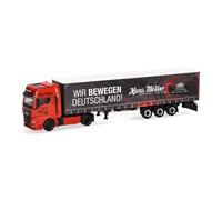 Herpa camion in miniatura MAN TGX GX autoarticolato telonato "Hans Möller/Muoviamo la Germania", miniatura in scala 1:87, pezzo da collezione, Made in Germany, plastica