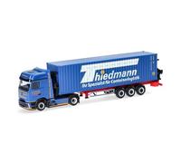 Herpa camion in miniatura Mercedes-Benz Actros L ProCabin Bigspace caricatore laterale per container "Thiedmann", miniatura in scala 1:87, pezzo da collezione, Made in Germany, plastica