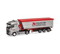 Herpa camion in miniatura Mercedes-Benz Actros Streamspace autoarticolato ribaltabile in acciaio "Augustin Spedition", miniatura in scala 1:87, pezzo da collezione, Made in Germany, plastica