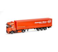 Herpa camion in miniatura Mercedes-Benz eActros 600 ProCabin Bigspace semirimorchio telonato “Gebrüder Weiss” (Austria), miniatura in scala 1:87, pezzo da collezione, Made in Germany, plastica
