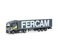 Herpa camion in miniatura Mercedes-Benz eActros 600 ProCabin Streamspace semirimorchio telonato "Fercam" (Italia), miniatura in scala 1:87, pezzo da collezione, Made in Germany, plastica
