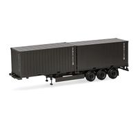 Herpa camion in miniatura rimorchio portacontainer 3 assi con 2 container da 20 piedi "Bundeswehr", miniatura in scala 1:87, pezzo da collezione, Made in Germany, plastica