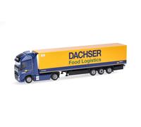 Herpa camion in miniatura Volvo FH GL XL 2020 elettrico autoarticolato frigorifero "Dachser Food Logistics", miniatura in scala 1:87, pezzo da collezione, Made in Germany, plastica