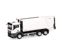herpa Camion MAN TGS NN compattatore rifiuti FAUN VARIOPRESS, bianco, modello in scala 1:87, da collezione, Made in Germany, plastica