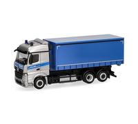 herpa camion modello Mercedes-Benz Actros Streamspace camion a cassone intercambiabile Polizia mobile Meclemburgo-Pomerania, miniatura in scala 1:87, da collezione, Made in Germany, plastica
