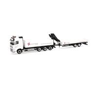 herpa camion modello Volvo FH GL 2020 camion con pianale a 4 assi con rimorchio ribassato a 2 assi Schachinger (Austria), miniatura in scala 1:87, da collezione, Made in Germany, plastica