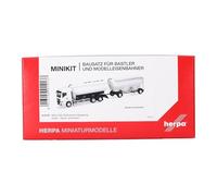Herpa kit di modellismo MiniKit MAN TGS TM autocisterna per latte con rimorchio, bianco (1 pezzo), miniatura in scala 1:87, pezzo da collezione, kit in plastica