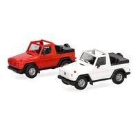 herpa Kit di Modellismo MiniKit Puch G-Classe (W460) Cabrio, Miniatura in scala 1:87, pezzo da collezione, kit per modellismo, plastica, colore: bianco/rosso