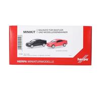 Herpa Kit di montaggio MiniKit Opel Coupé (2000), nero e rosso magma, 2 pezzi, miniatura in scala 1:87, pezzo da collezione, kit di modellismo, plastica