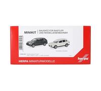 Herpa Kit di montaggio MiniKits Porsche Cayenne Turbo, british racing green/bianco sabbia, miniatura in scala 1:87, pezzo da collezione, kit di modellismo, plastica
