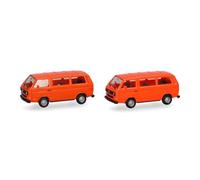 herpa MiniKit VW T3 Bus, rosso/arancione brillante, 2 pezzi, scala 1:87, pezzo da collezione, kit per modellismo, plastica Modello in miniatura, 013093-006
