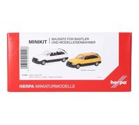 Herpa modelkit auto MiniKit Opel Corsa A SR, bianco e giallo (2 pezzi), in scala 1:87, kit di modellismo, pezzo da collezione, statuetta in plastica