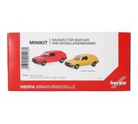 Herpa modelkit auto MiniKit VW Golf II a 2 porte furgonato, rosso brillante e giallo (2 pezzi), in scala 1:87, kit di modellismo, pezzo da collezione, statuetta in plastica
