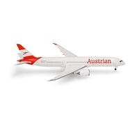 herpa Modellino aereo Austrian Airlines Boeing 787-9 Dreamliner, miniatura in scala 1:500, pezzo da collezione, modello senza supporto, metallo