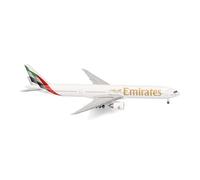 herpa modellino aereo Emirates Boeing 777-300ER - nuovi colori 2023, miniatura in scala 1:500, da collezione, modello di aereo senza base, metallo