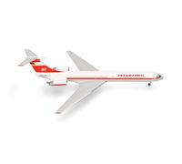 herpa Modellino aereo Interflug Ilyushin IL-62M, miniatura scala 1:200, pezzo da collezione, modello senza supporto, metallo