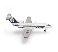 herpa Modellino aereo LOT Polish Airlines Yakovlev Yak-40, miniatura in scala 1:200, pezzo da collezione, modello senza supporto, metallo