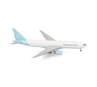 herpa modellino aereo Maersk Air Cargo Boeing 777F - OY-MAC Maersk Swan, miniatura in scala 1:500, da collezione, modello di aereo senza base, metallo
