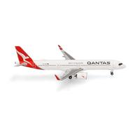 herpa Modellino aereo Qantas Airbus A321XLR - VH-OGA Great Ocean Road, miniatura in scala 1:500, da collezione, senza supporto, in metallo