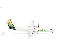 herpa Modellino aereo Sky Alps Bombardier Q400, miniatura in scala 1:200, pezzo da collezione, modello senza supporto, metallo
