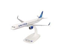 herpa Modellino aereo Snap-Fit United Airlines Airbus A321neo, miniatura scala 1:200, pezzo da collezione, modello con supporto, plastica